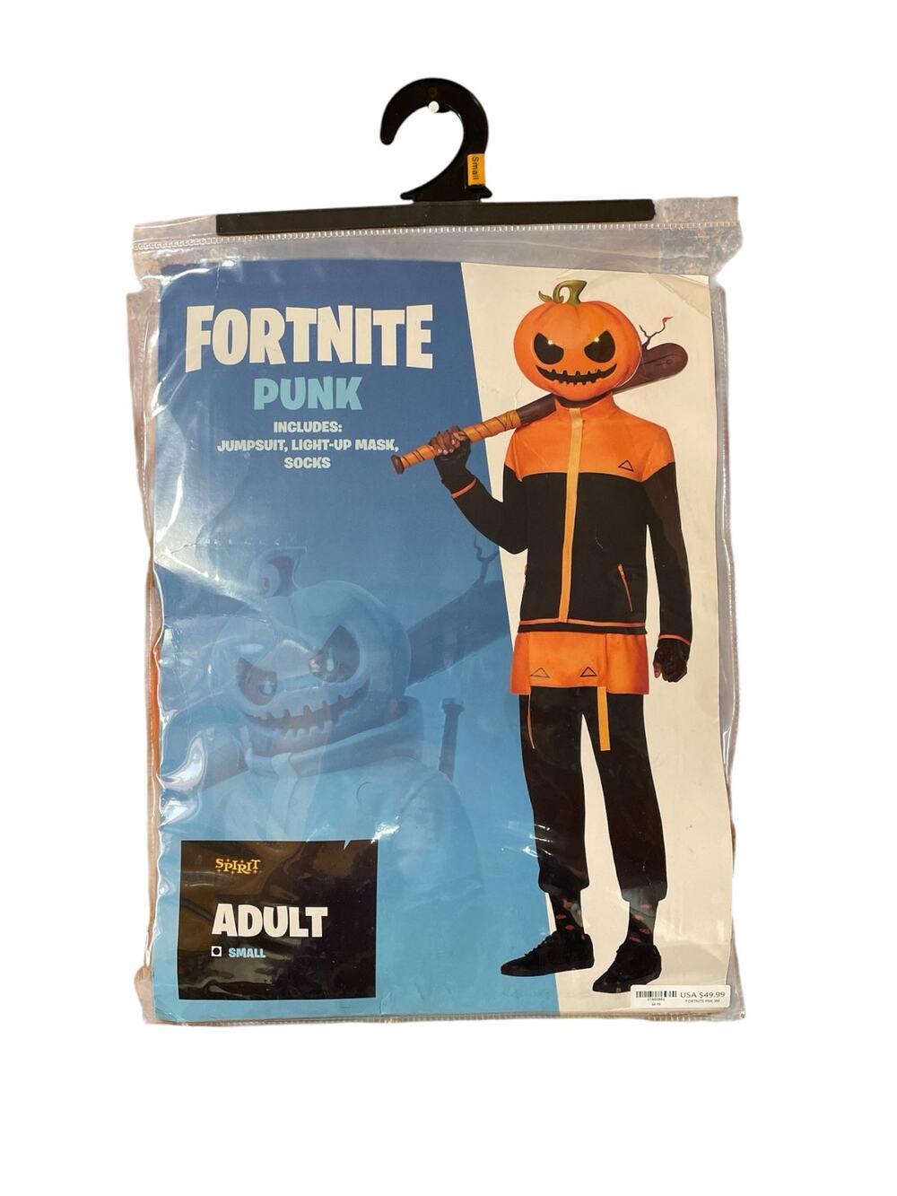 Adult Size S Halloween Costume Fornite Punk Light Up Mask Spirit Cracked Mask
